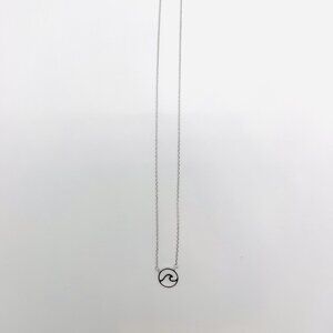 Sterling Silver Wave in Circle Necklace - 925 - 16" - 18"